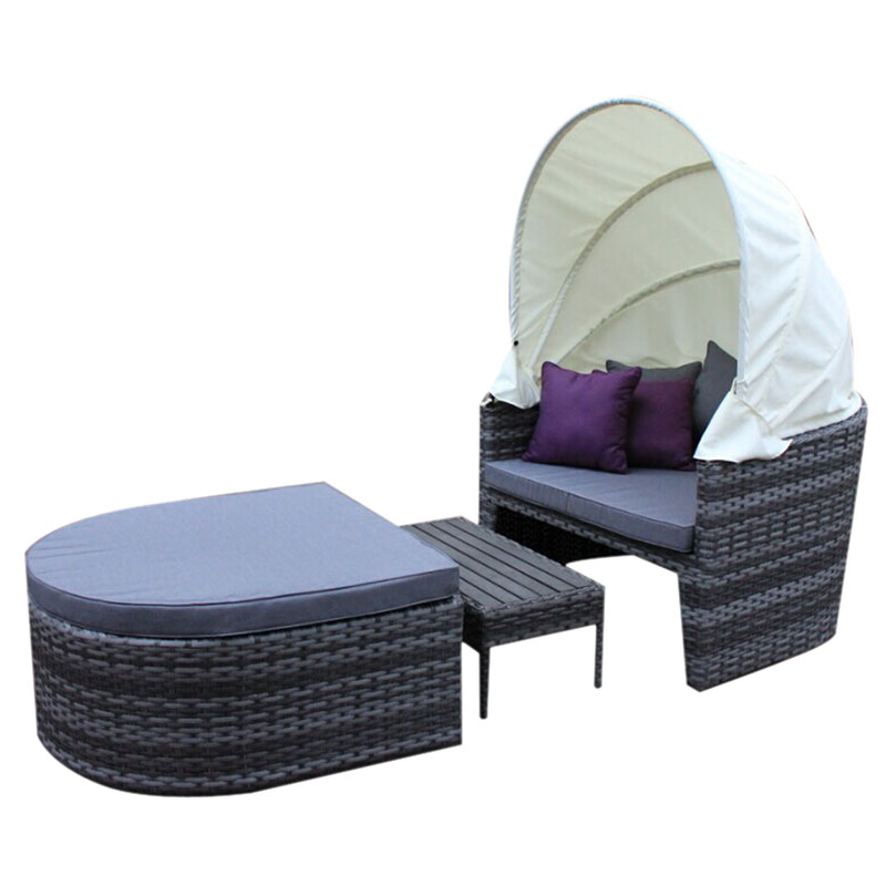 Rattan Garden Day Bed Aluminum Garden Furniture Set FNT-006