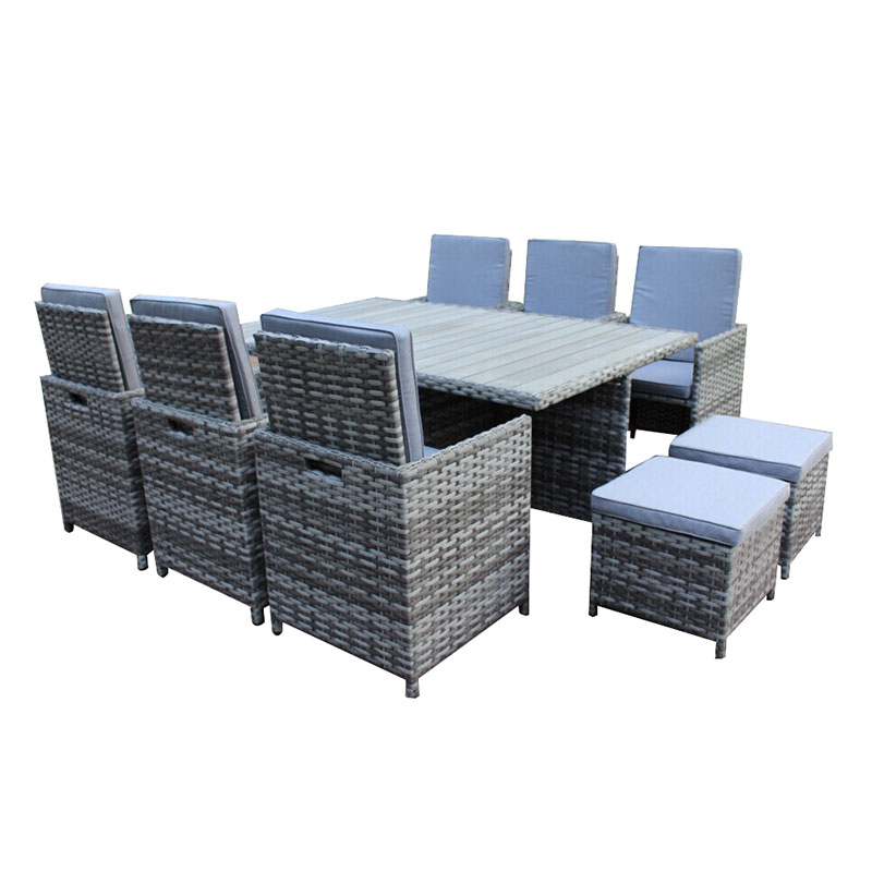 11Pcs Aluminum Frame Rattan Garden Furniture Set FNT-009