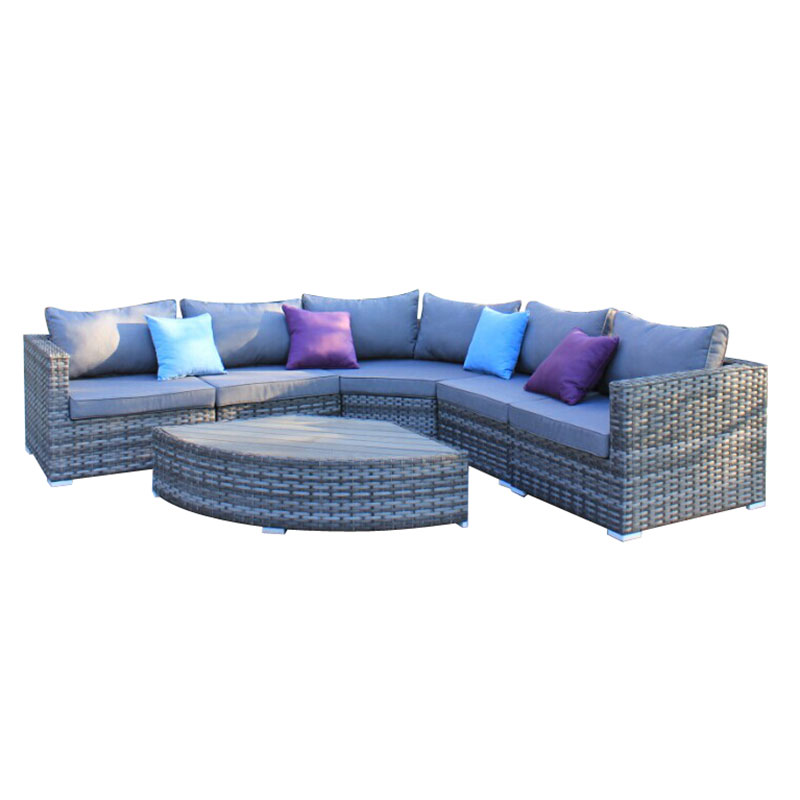 L Shape Rattan Sofa Set Aluminum Flame Couch FNT-009