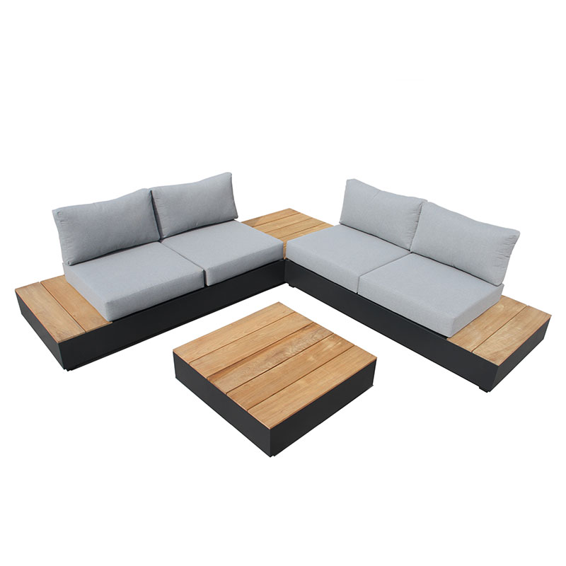 Aluminum Outdoor Sectional Furniture with PS Wood Coffee Table FNT-076