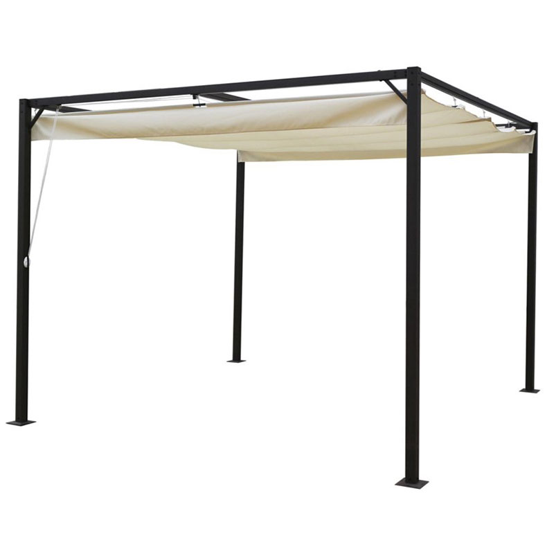 Outdoor Retractable Pergola Canopy Metal Shade Shelter GZB-043